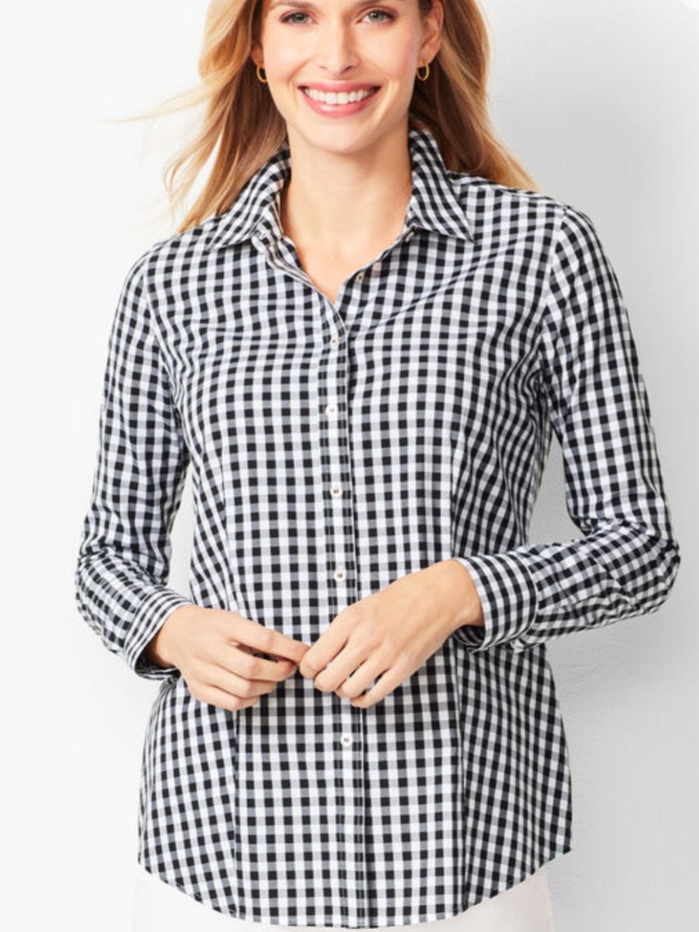Talbots Preppy Cotton Gingham Button Down Shirt Size 8